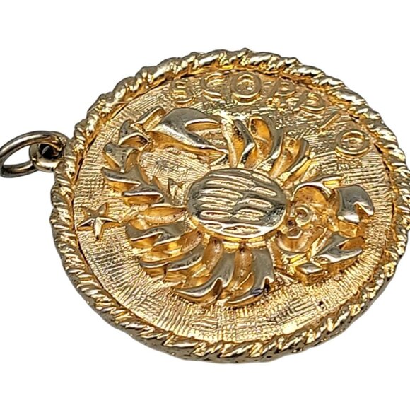 Scorpio Zodiac Symbol Pendant Gold Tone Scorpion Design October 23-November 21 - Picture 3 of 6